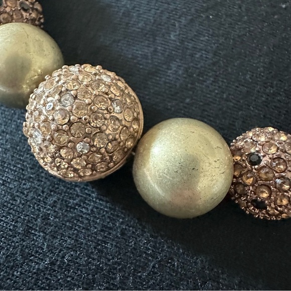 GORGEOUS GOLD TONE Brown Rhinestone NECKLACE - Picture 5 of 5